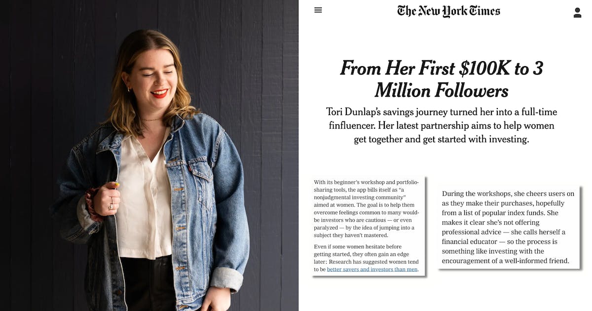 Screenshot of NYT story with Tori